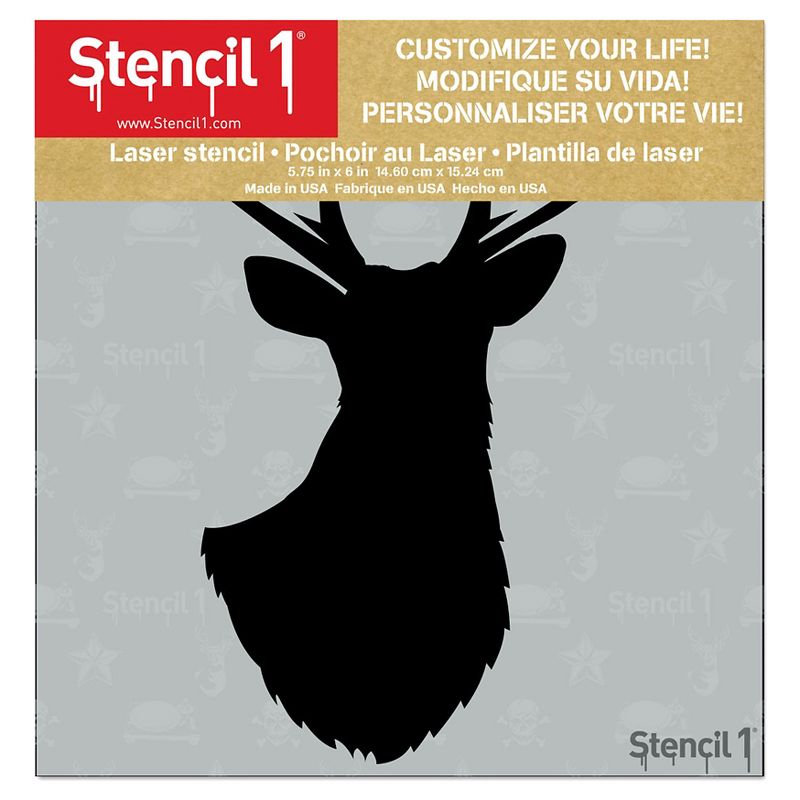 Stencil1 Antlered Deer Silhouette - Stencil 5.75" x 6"