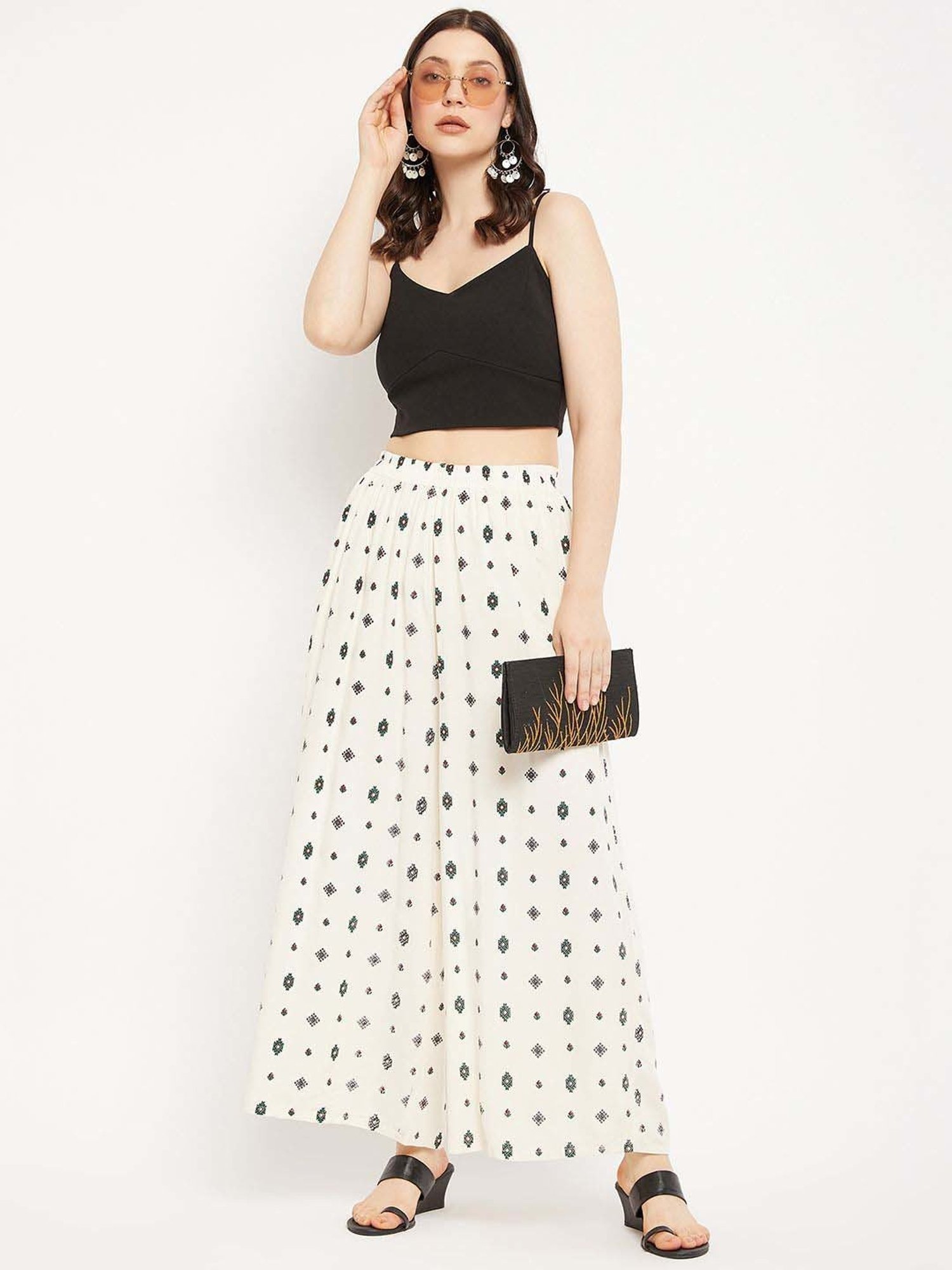 Castle Off-White Printed Palazzos