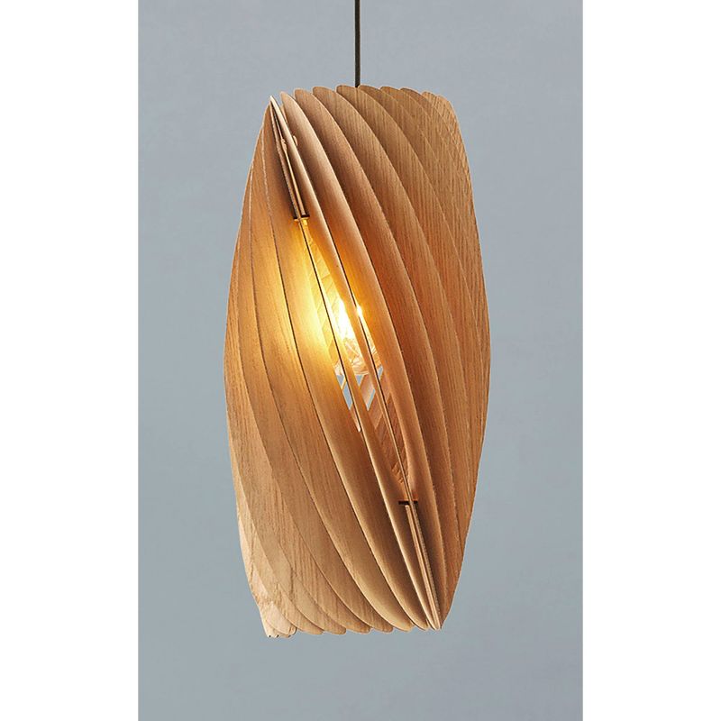 19.75" Modern White Oak Wood Hanging Pendant Lamp Brown - Ore International