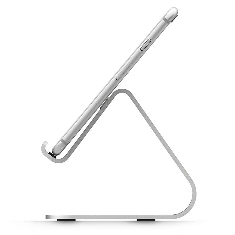 M2 Stand Silver Premium AluminumAngled for Video CallsCable Management for All iPhones Galaxy and Other Smartphones