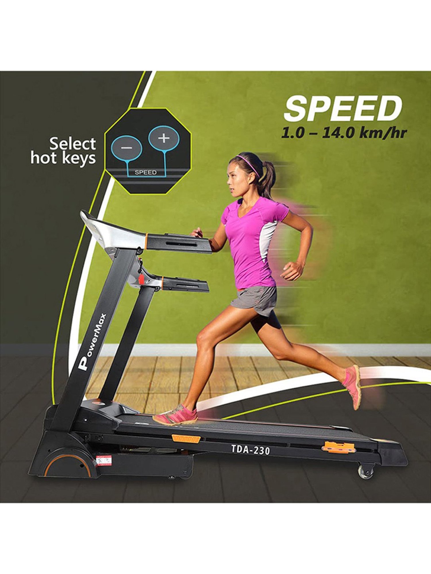 PowerMax Fitness TDA-230 4HP Peak Treadmill (Black)
