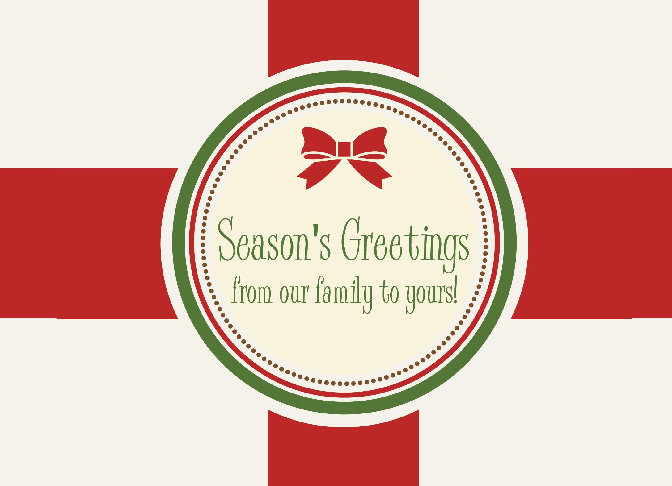 Holiday Greeting Cards - H1502. Business Greeting Card with a Red Bow and Season's Greetings Message. Box Set Has 25 Greeting Cards and 26 White with Red Foil Lined Envelopes.