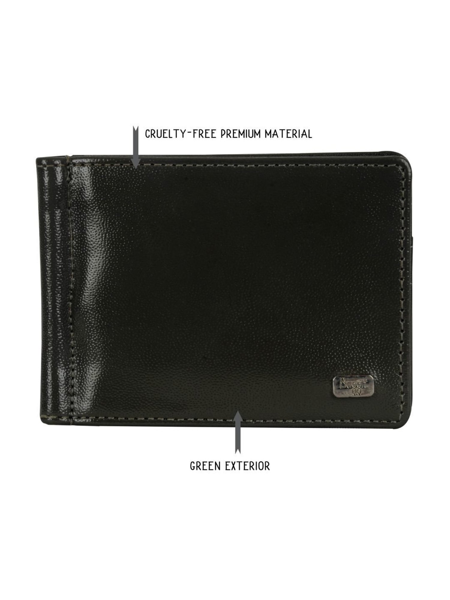 Baggit Clipon Angola Green PU Solid Money Clip Wallet