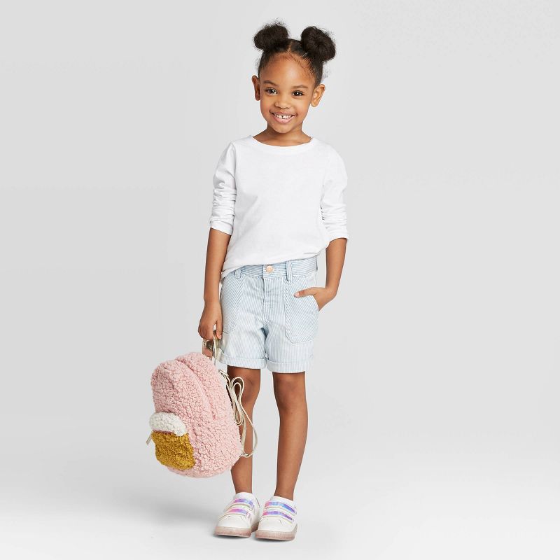 Toddler Girls' Striped Bermuda Jean Shorts - Cat & Jack™ Blue 12M