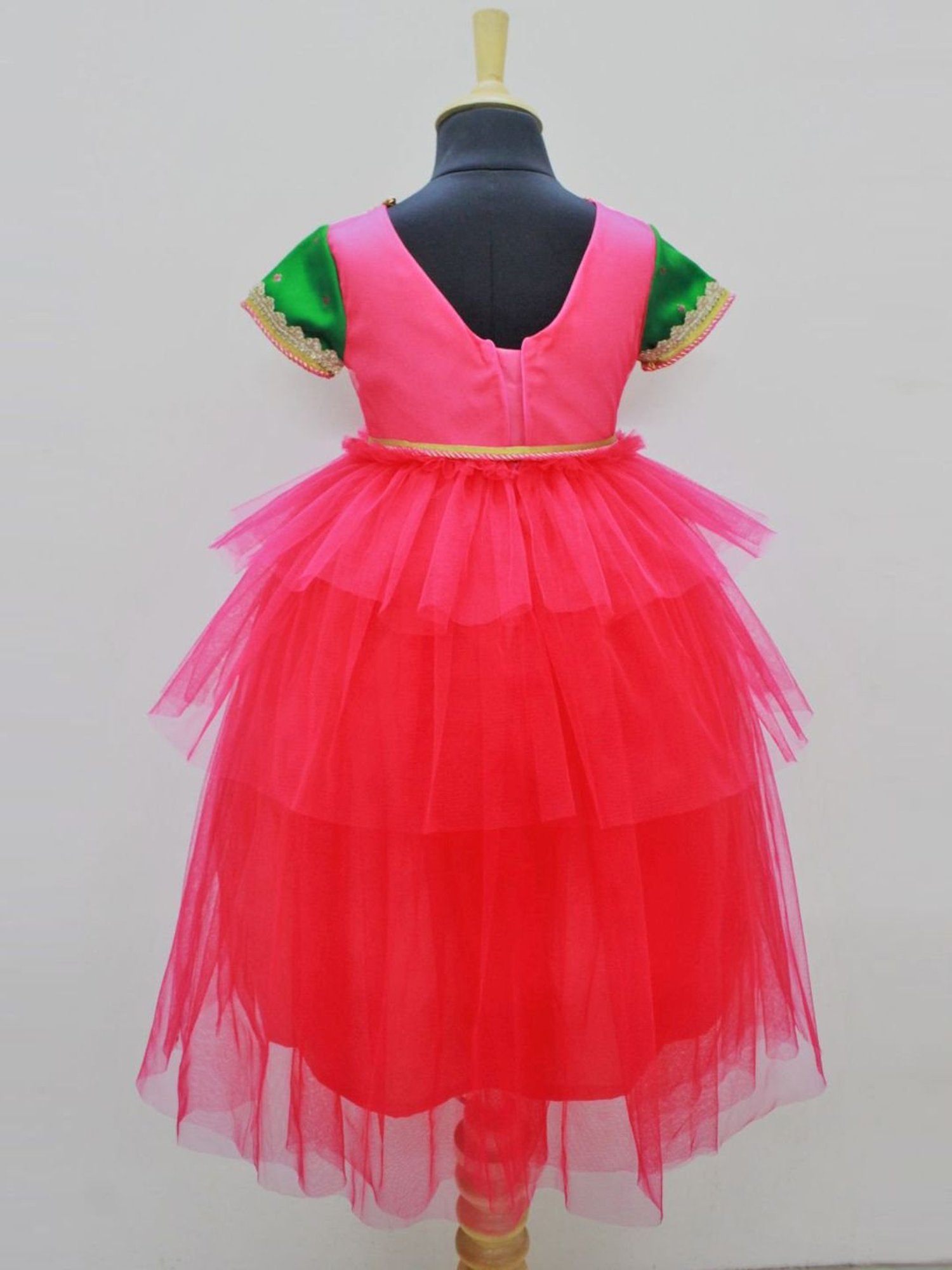 Many Frocks Kids Pink Embellished Gown