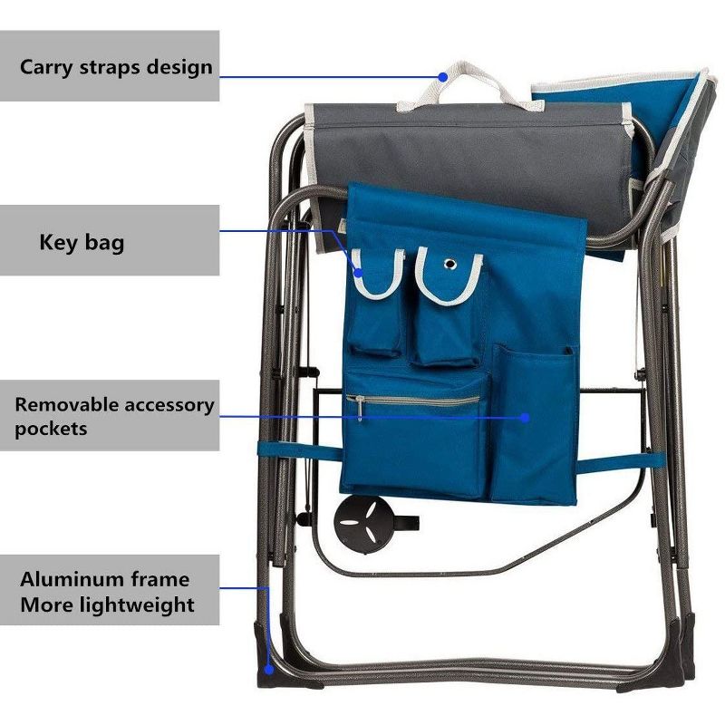 Timber Ridge Portable Lightweight Aluminum Frame Folding Camping Directors Chairs with Side Tables & Cupholders (2 Pack)