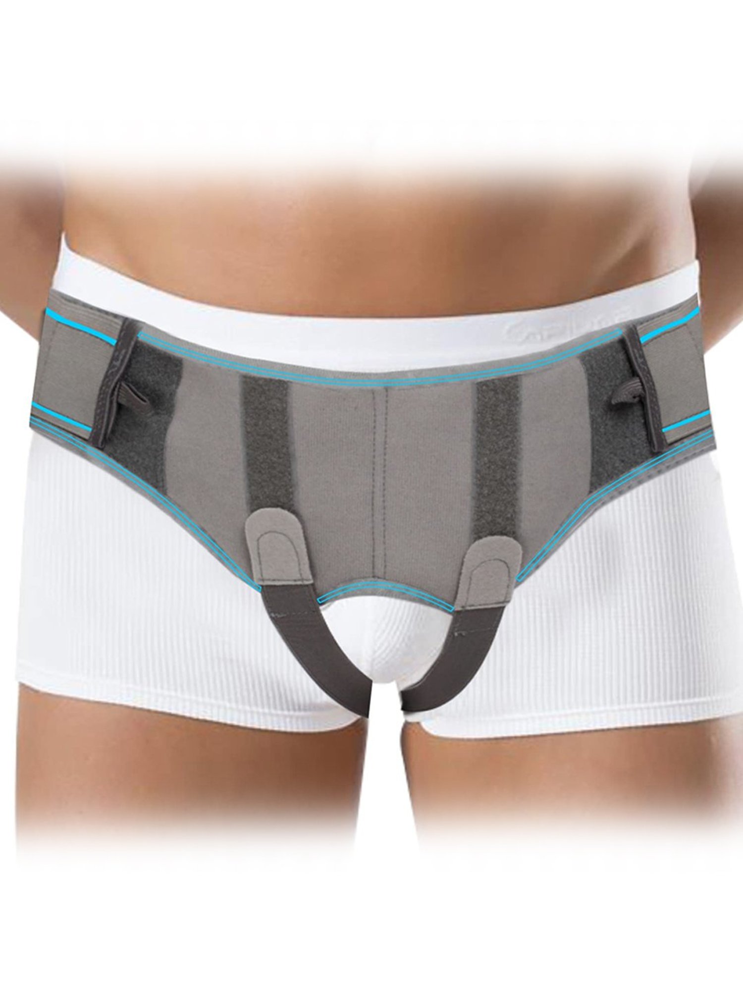 AccuSure Hernia Belt for Men with 2 Removable Compression Pads - XL (Grey)