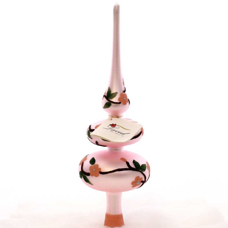 Laved Italian Ornaments Pink Floral Finial Italian Hand Painted  -  Tree Toppers