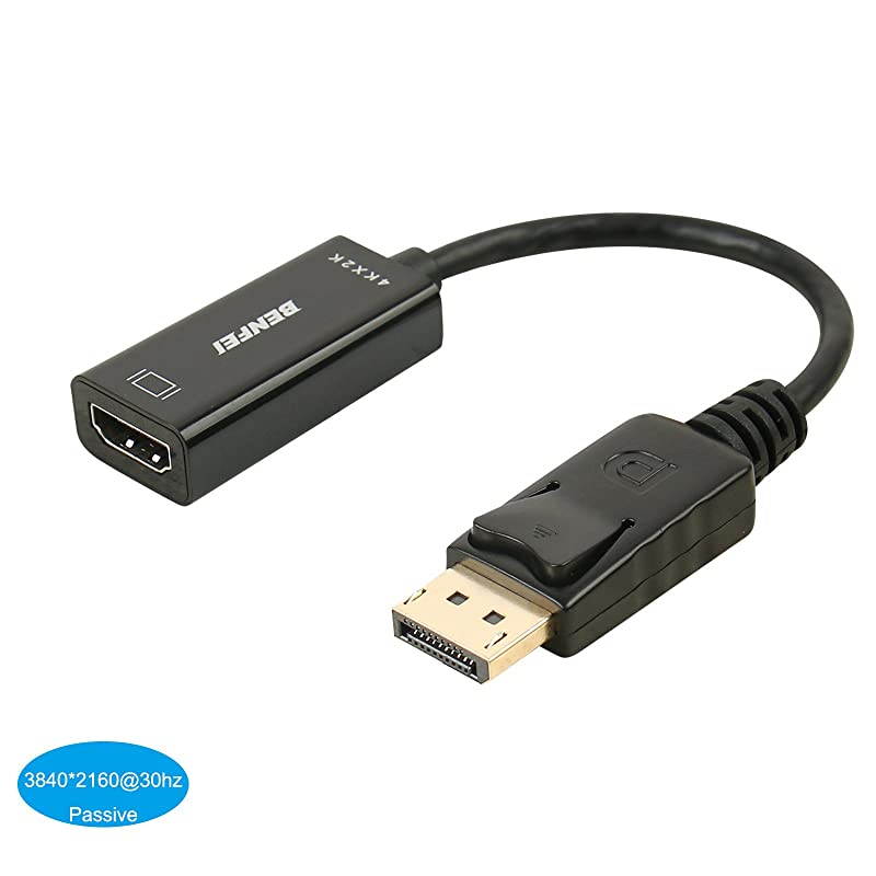 DisplayPort to HDMI 4K UHD Adapter with Audio  DP Display Port to HDMI Ultra HD 4K 2K 3D Converter Male to Female GoldPlated Cord for Lenovo Dell HP and Other Brand