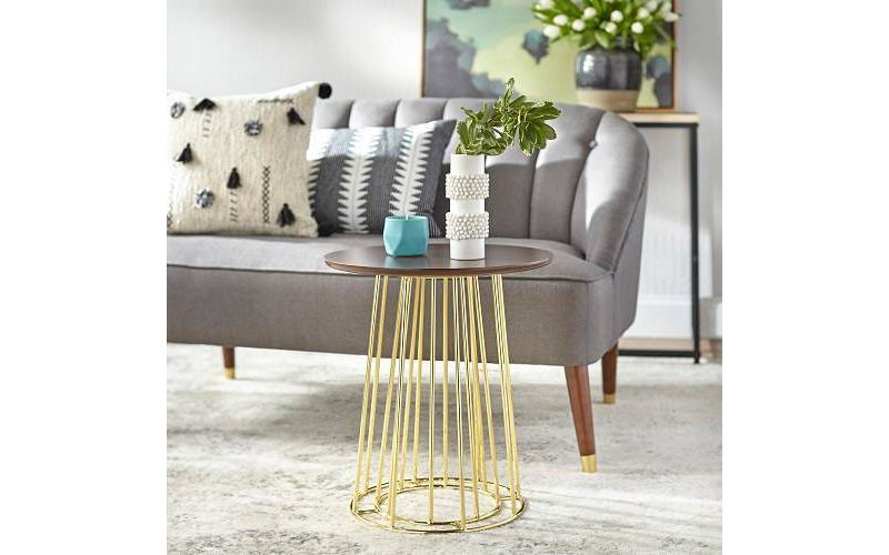 Yvonne Side Table Walnut/Gold - angelo : Home