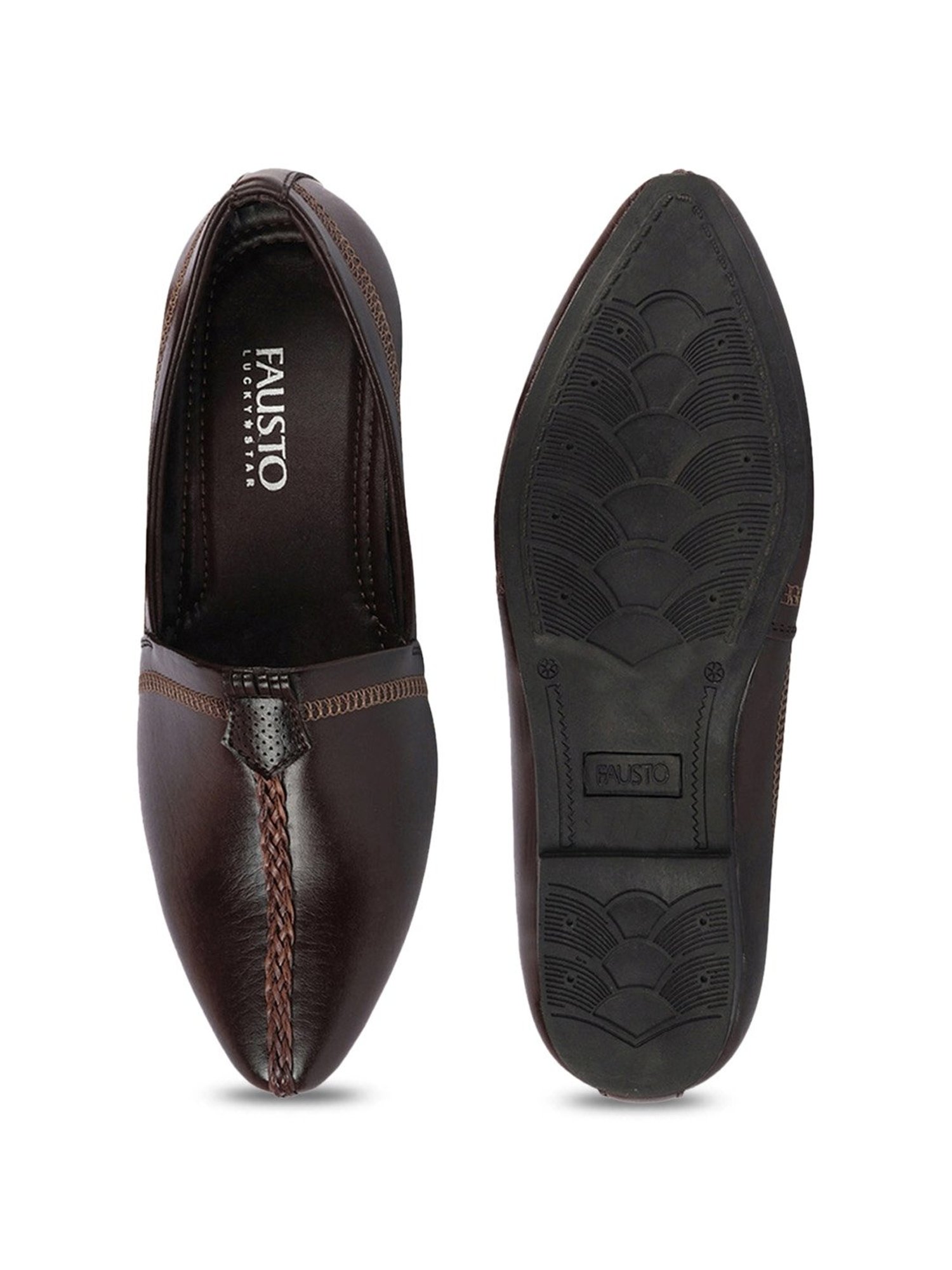 Fausto Men's Brown Ethnic Juttis