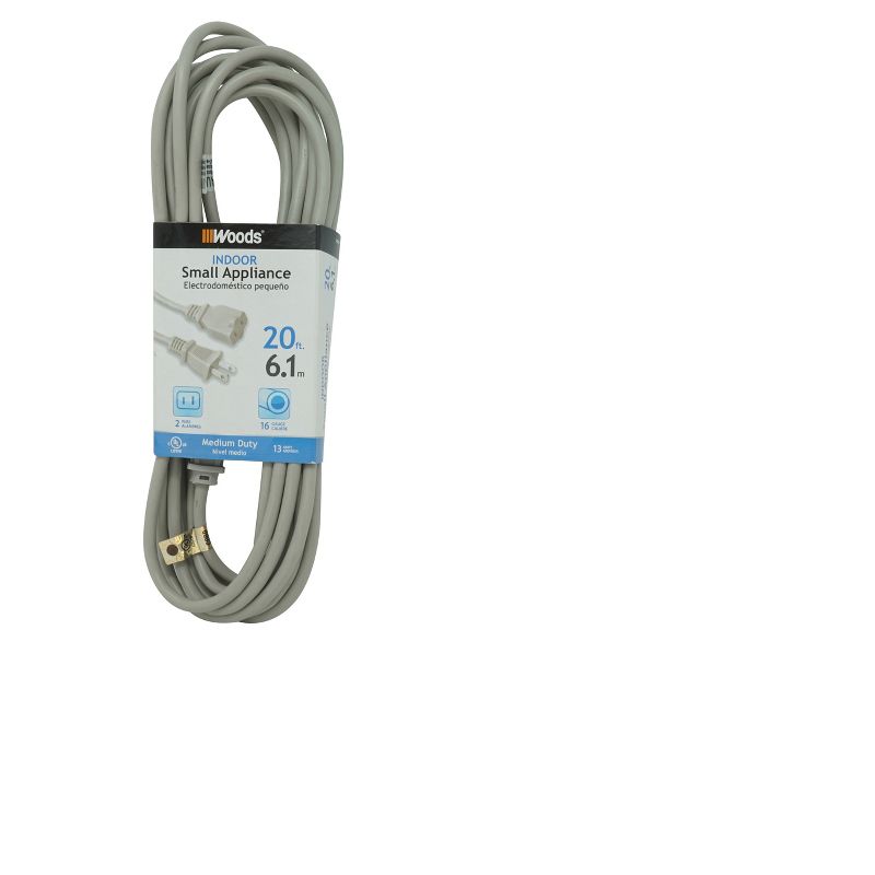 Woods 20' Vacuum Cord Gray