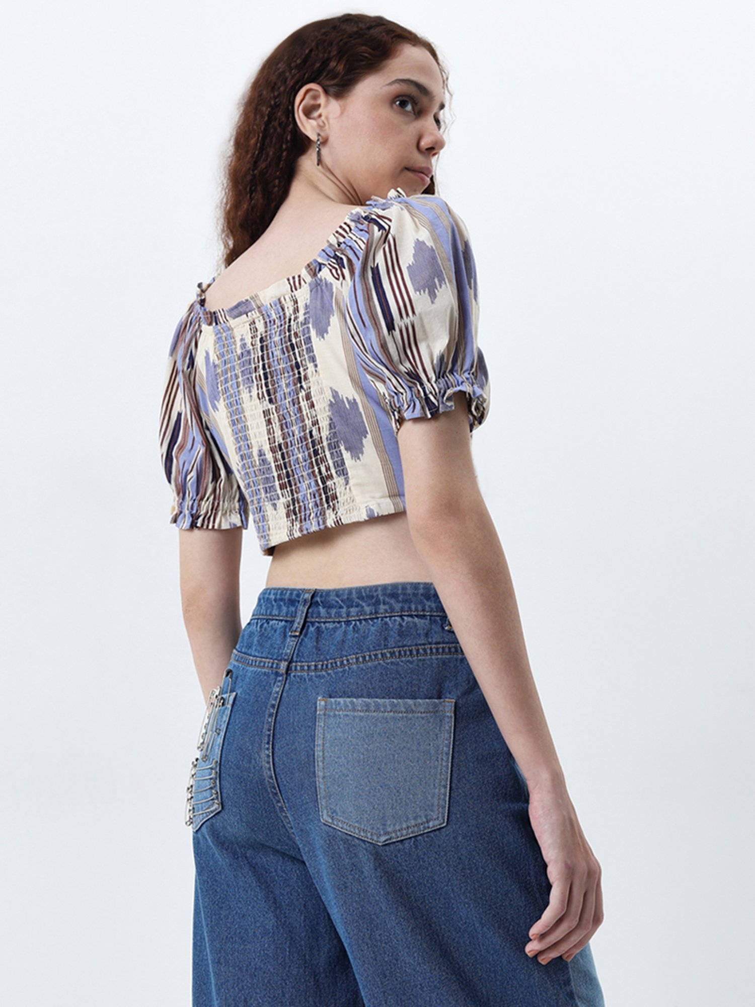 Bombay Paisley by Westside Multicolour Striped Print Cotton Top