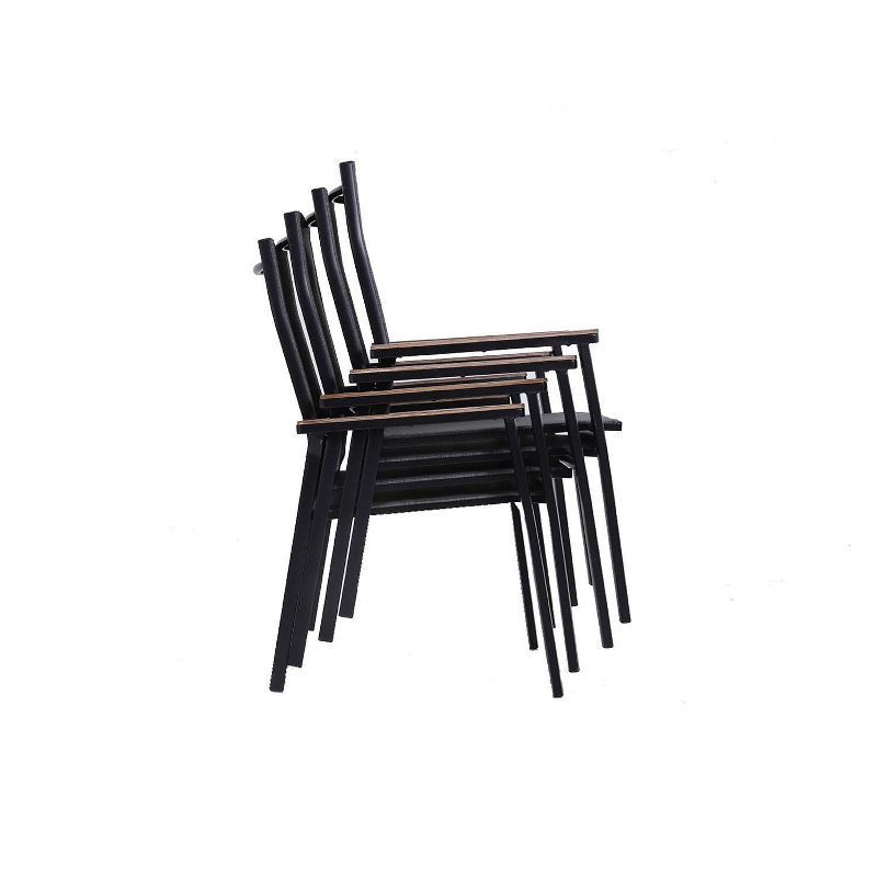 5pc Patio Dining Set with Steel Table with 1.57" Umbrella Hole & Lightweight Aluminum Frame Sling Chairs - Captiva Designs