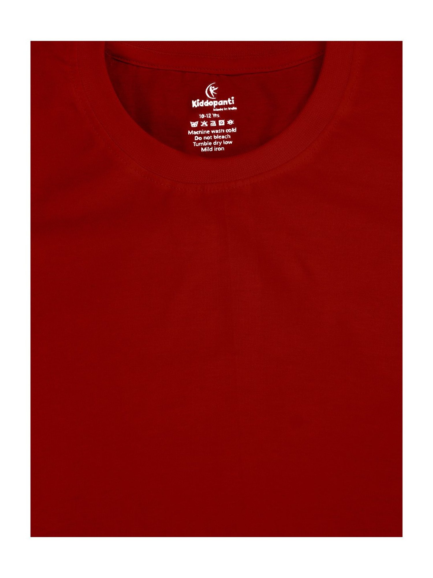 Kiddopanti Kids Red Solid T-Shirt