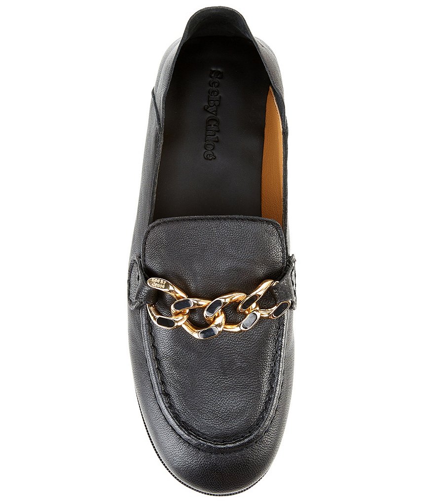 See by Chloe Mahe Leather Chain Detail Loafers