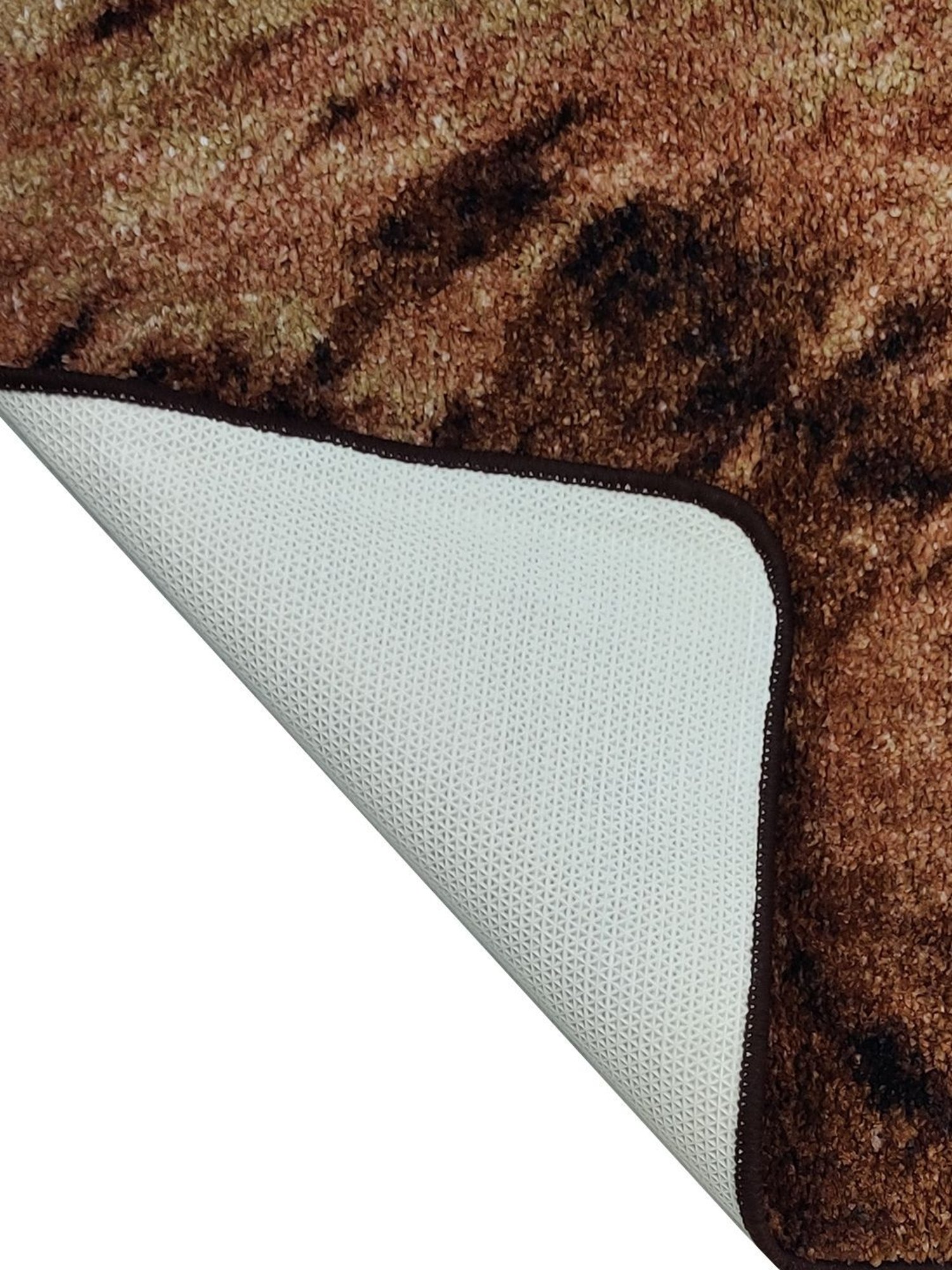 Bianca Khaki & Brown Microfibre Non-Slip Rug