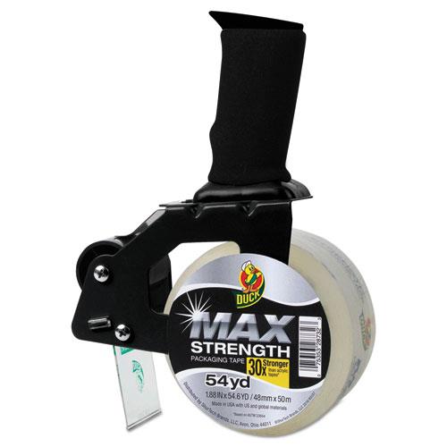 Duck 284984 Max Packaging Tape With Heavy-Duty Dispenser, 1.88 Inch X 54.6 Yds, 3 Inch Core, Clear