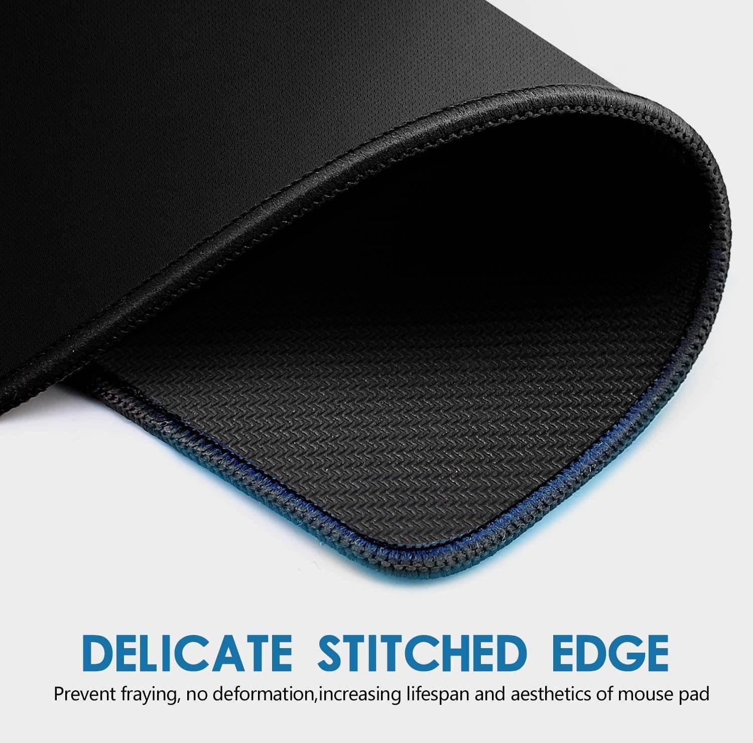 Mouse Pad with Stitched Edge 9.5&times;7.8&times;0.08 inches Premium-Textured Non-Slip Rubber Base Mouse Mat Mousepad for Office & Home, Black (1)