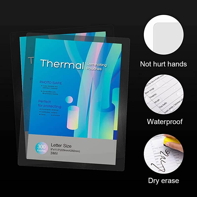 Laminating Sheets 85 x 11 Inches Laminating Pouches 3 Mil Clear Thermal Laminating Pouches Lamination Sheet Paper for Laminator Round Corner Letter Size 300 Pack