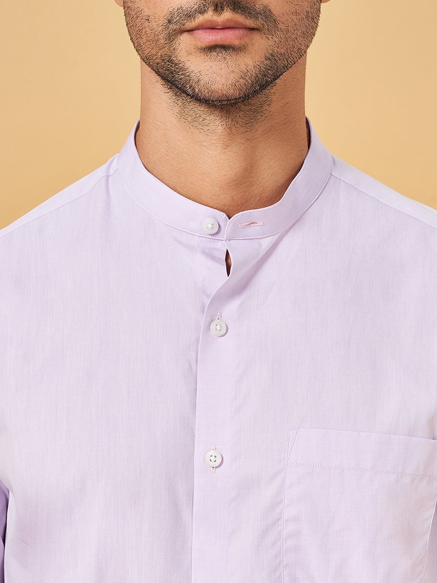 Peregrine By Pantaloons Pale Lilac Slim Fit Shirt