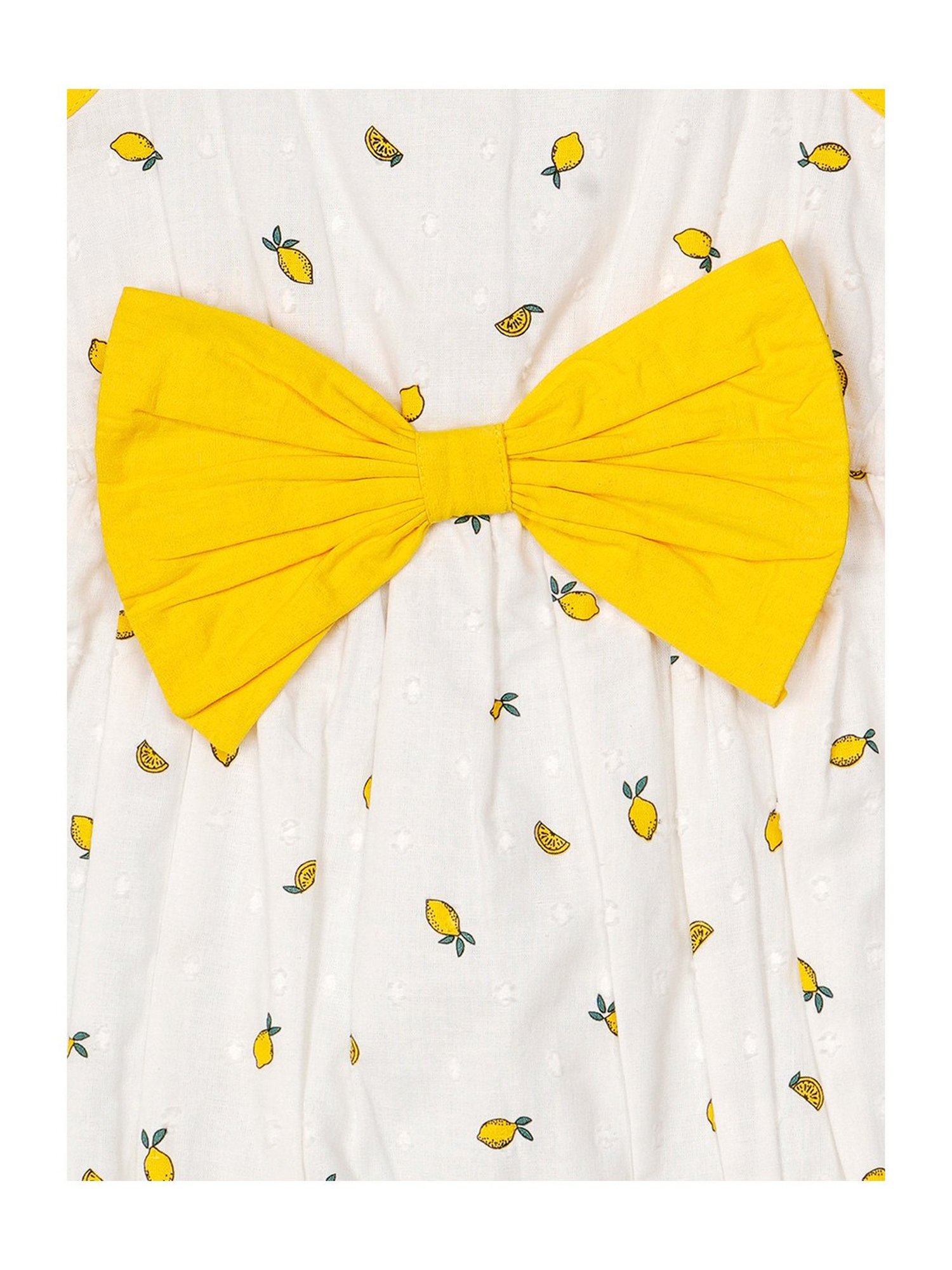 Budding Bees Kids White & Yellow Printed Romper