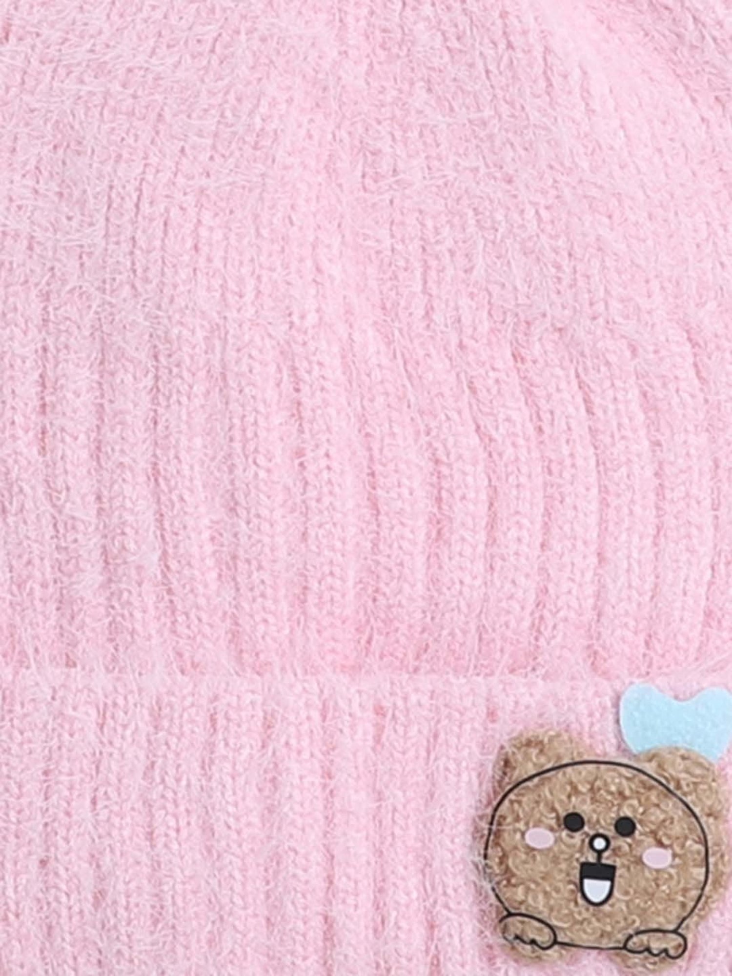 The Magic Wand Kids Pink Applique Winter Cap