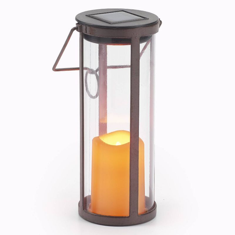 17.5" Provence Bird Stake with Hanging/Tabletop Solar Outdoor Lantern Brown - Smart Solar