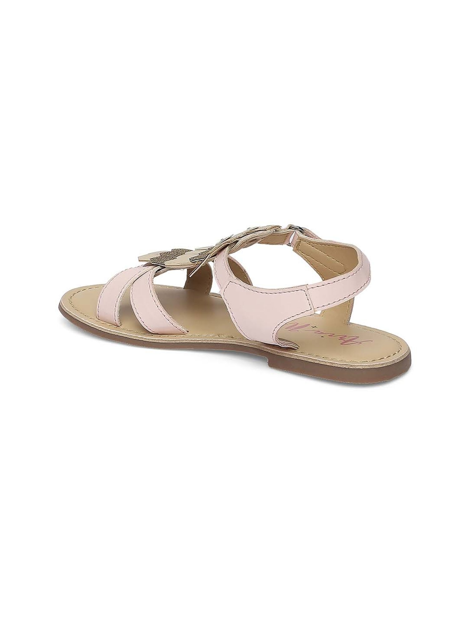 Aria Nica Kids Owl Pink & Beige Cross Strap Sandals