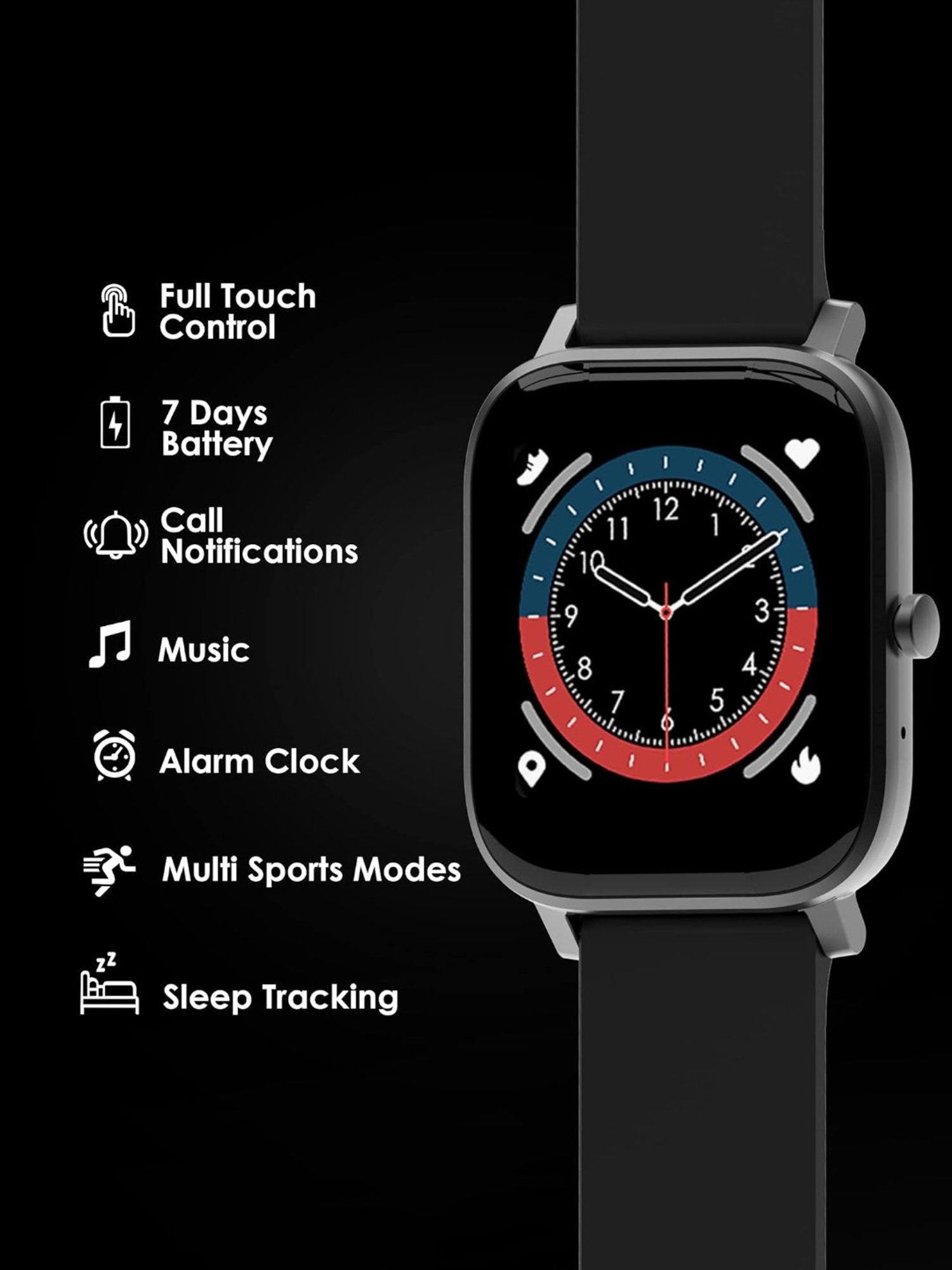 Probus P12 Full Touch Screen Smartwatch (Black)