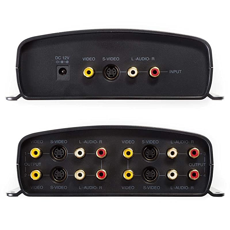 1500320 1Input4Output AV Component Video Sound SVideo Distribution Amplifier Splitter