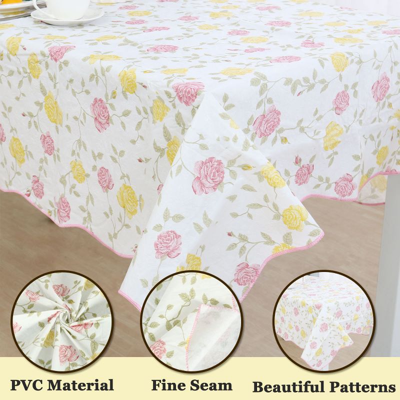 54"x71" Rectangle Vinyl Water Oil Resistant Printed Tablecloths Bi-color Rose - PiccoCasa