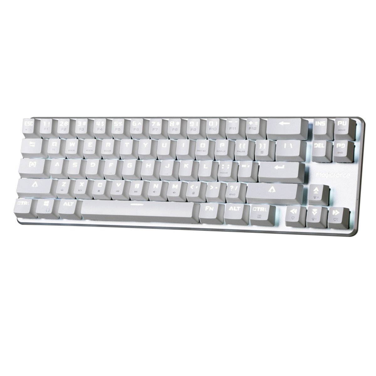 Mechanical Gaming Keyboard GATERON Brown Switch Wired Backlit Mechanical Mini Design (60%) 68 Keys Keyboard White Silver