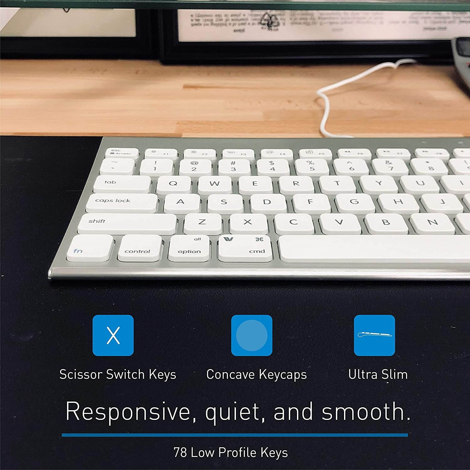 Macally USB Wired Keyboard for Mac and PC - Space Saving Compatible Apple Keyboard with Elegant Small Aluminum Design with 78 Keys, 13 Shortcuts, and LED Indicators - Travel Friendly Portable Keyboard