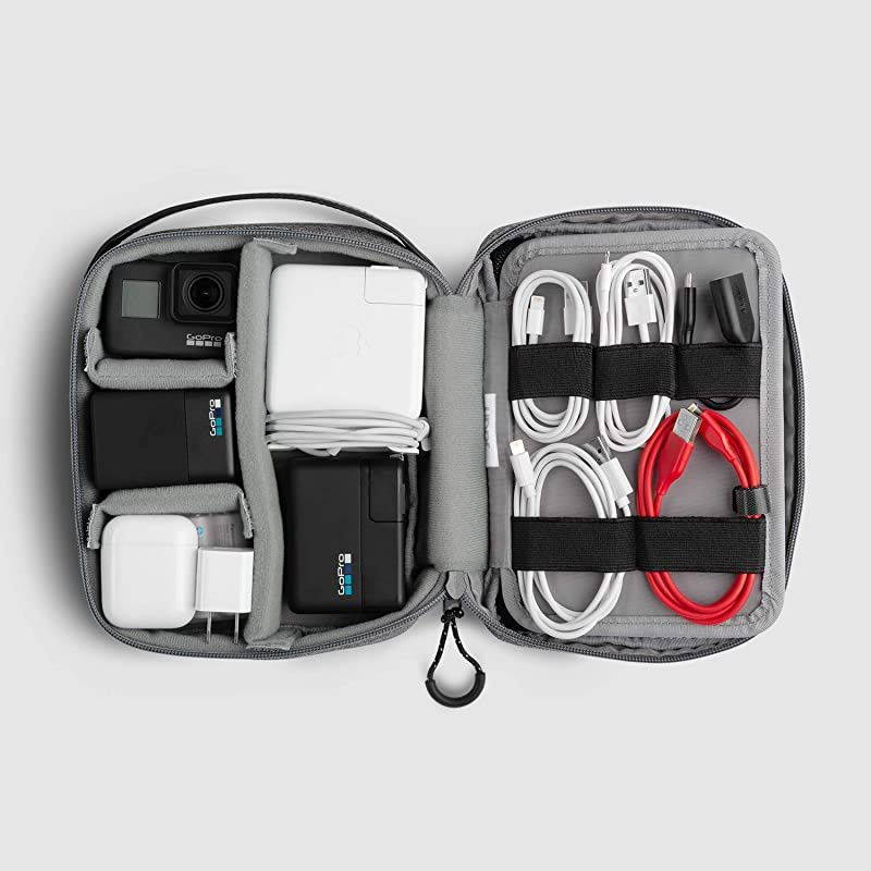 Designs Organizer 9.0 Portable Electronic Accessories Travel Pouch with Leather Handle for Laptop Accessories, Chargers, Tech Gears, Gadgets, Cables, Cords, Power Bank (New Black Label)