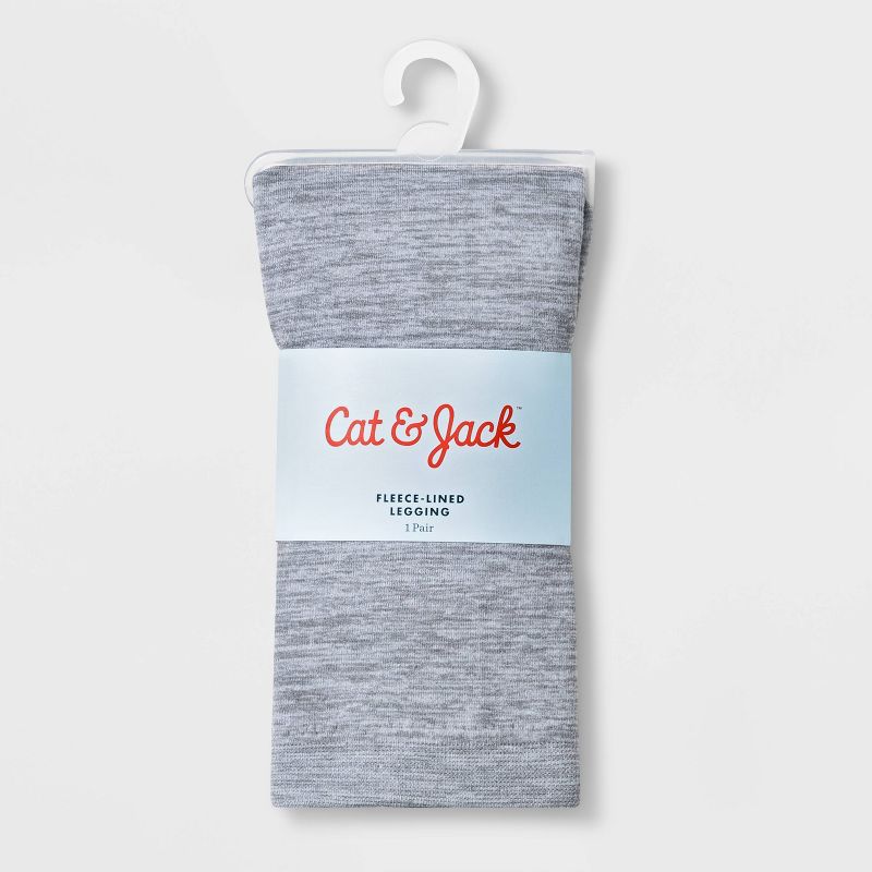 Girls' Marled Fleece Lined Footless Tights - Cat & Jack™ Gray S