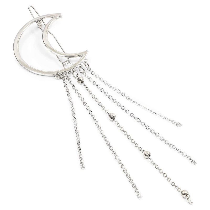 Glamlily 8-Pack Moon & Star Hair Clips, Gold & Silver Barrette Pins