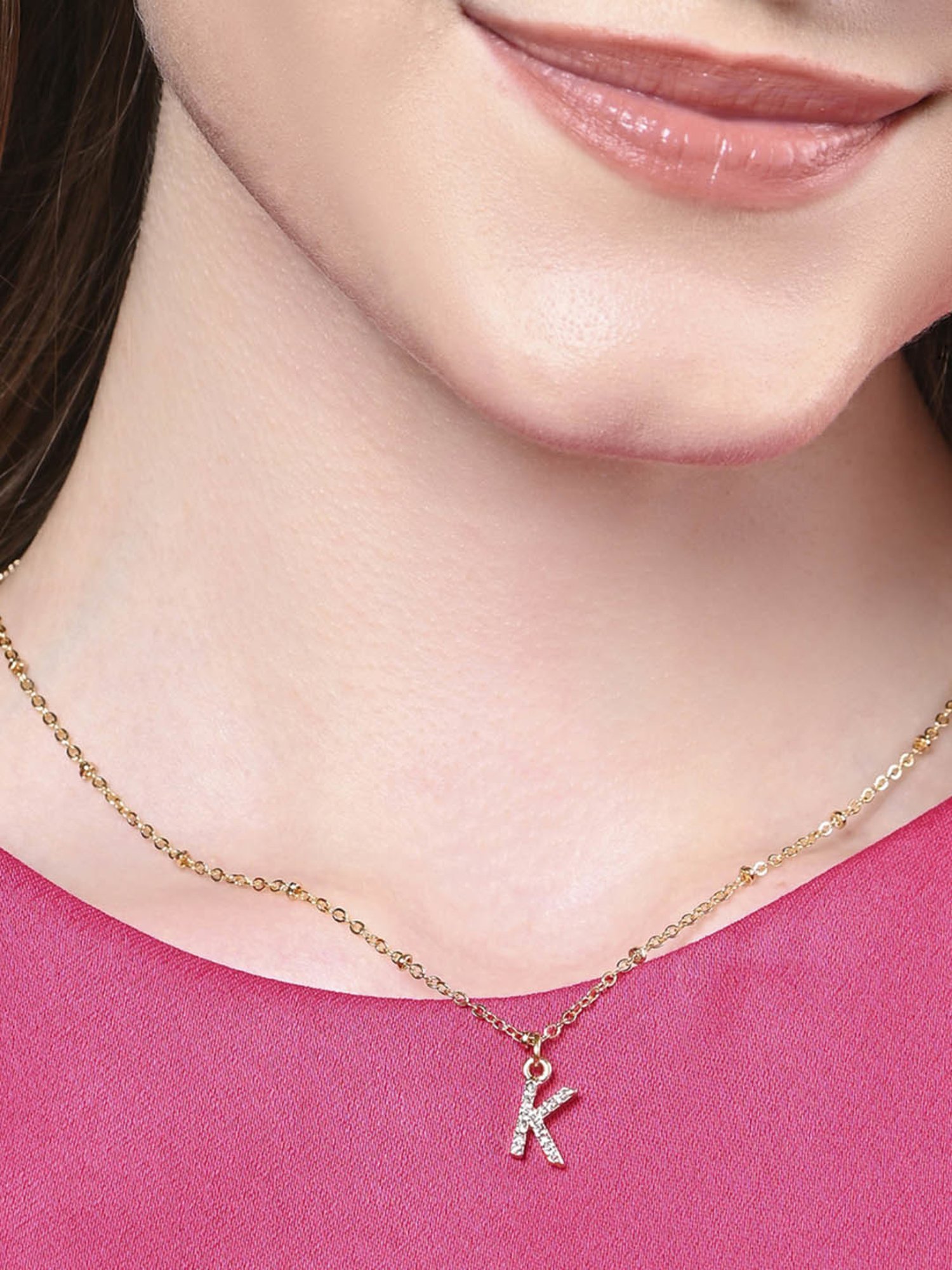 Accessorize London Gold Initial Sparkle Pendant Necklace for Women