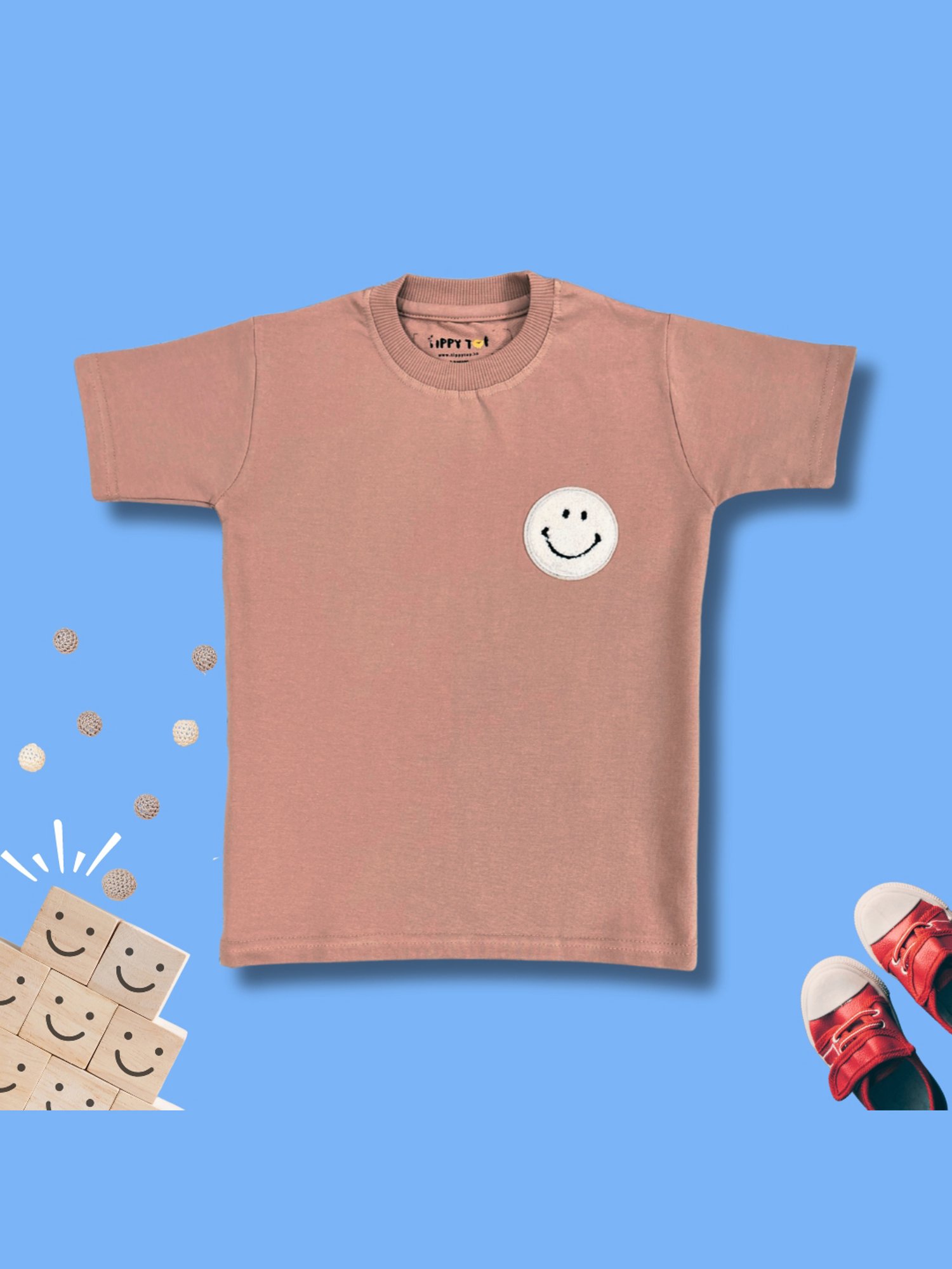 Tippy Top Kids Beige Self Design T-Shirt