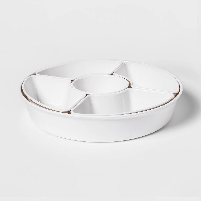 Gibson Elite 2 Piece Gracious Dining Ceramic Bowl Set With Acacia Wood Tray