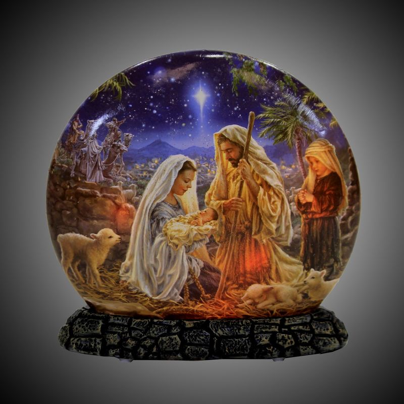 Stony Creek 7.0" Nativity Pre-Lit Round Orb Christmas Holy Family  -  Novelty Sculpture Lights