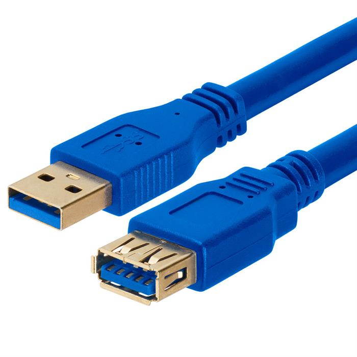 AYA 6Ft (6 Feet) USB 3.0 SuperSpeed Male A to Female A Extension Cable Blue w/Gold Connector