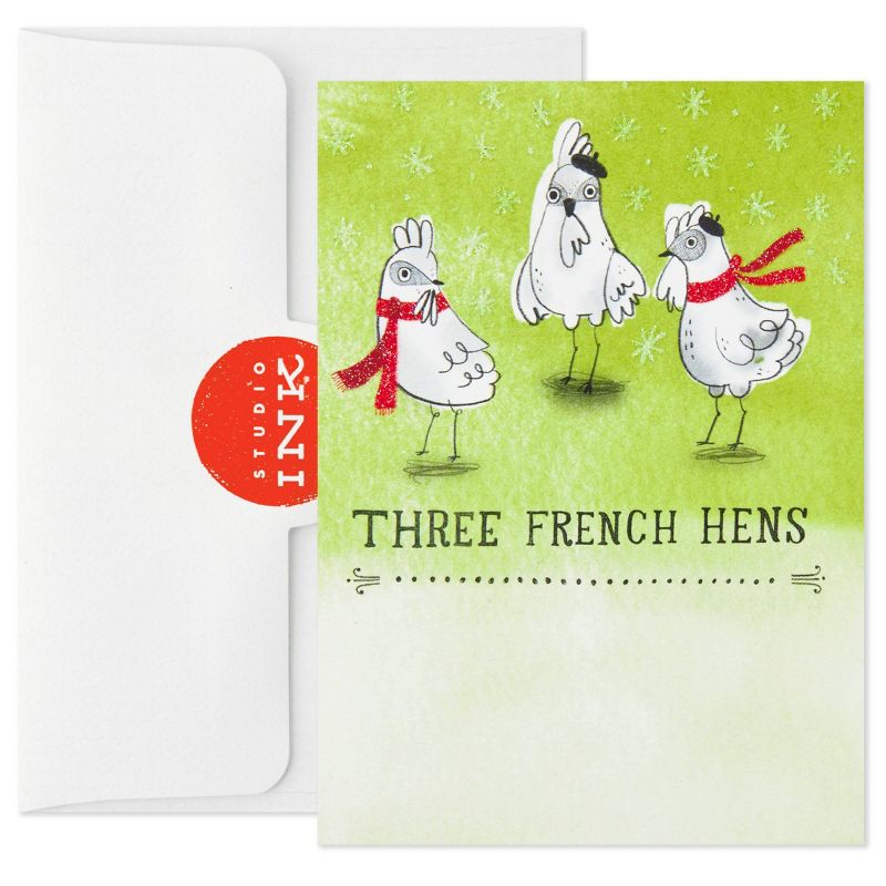 8ct Hallmark Studio Ink Three French Hens Boxed Cards