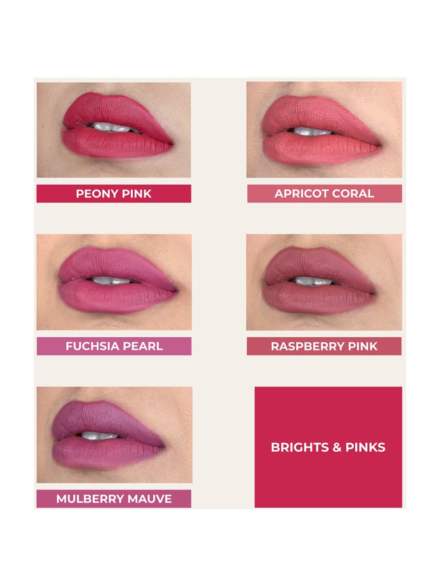 JUST HERBS Herb-Enriched Matte Liquid Lipstick Kit - Brights + Pinks