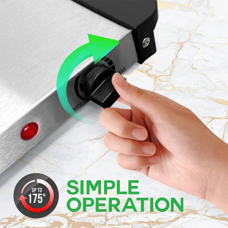 Nutrichef PKBFWM33 Electric 3 Tray Cool Touch Portable Stainless Steel Buffet Server Hot Plate Food Warmer with Rotary Temperature Control Knobs