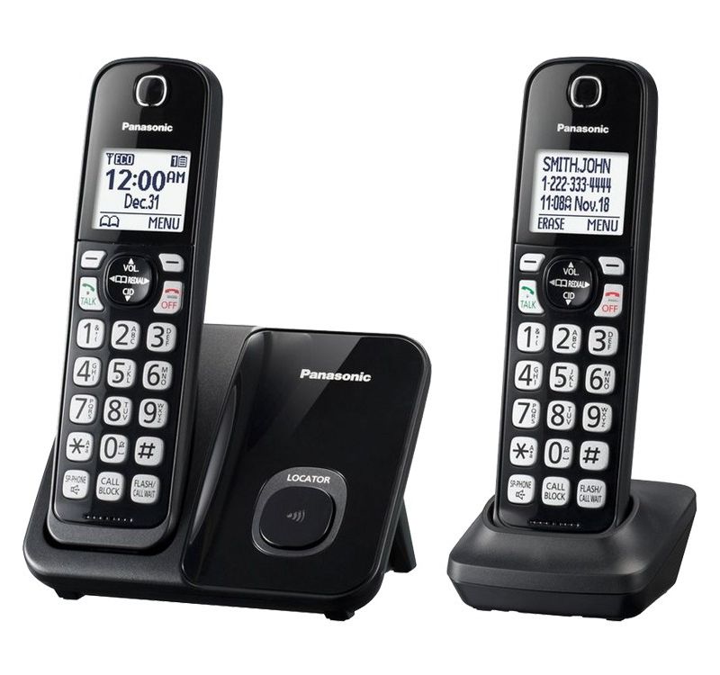 Panasonic KX-TGD512B DECT 6.0 1.90 GHz Cordless Phone - Black - 1 x Phone Line - 2 x Handset