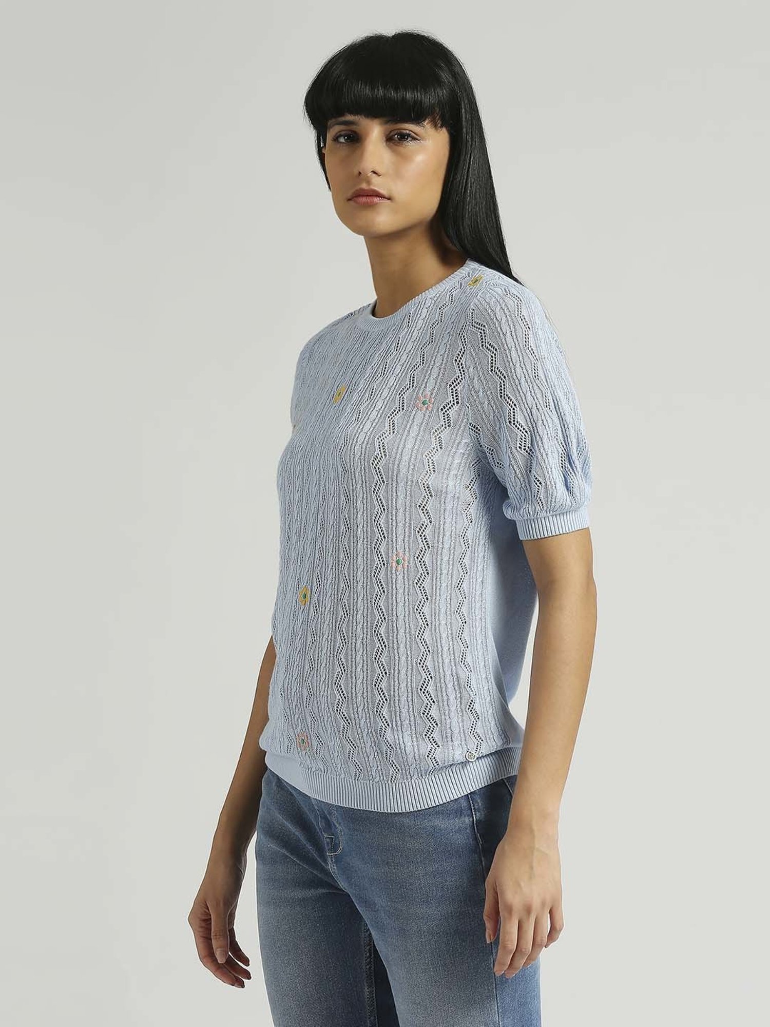 Pepe Jeans Blue Self Pattern Top
