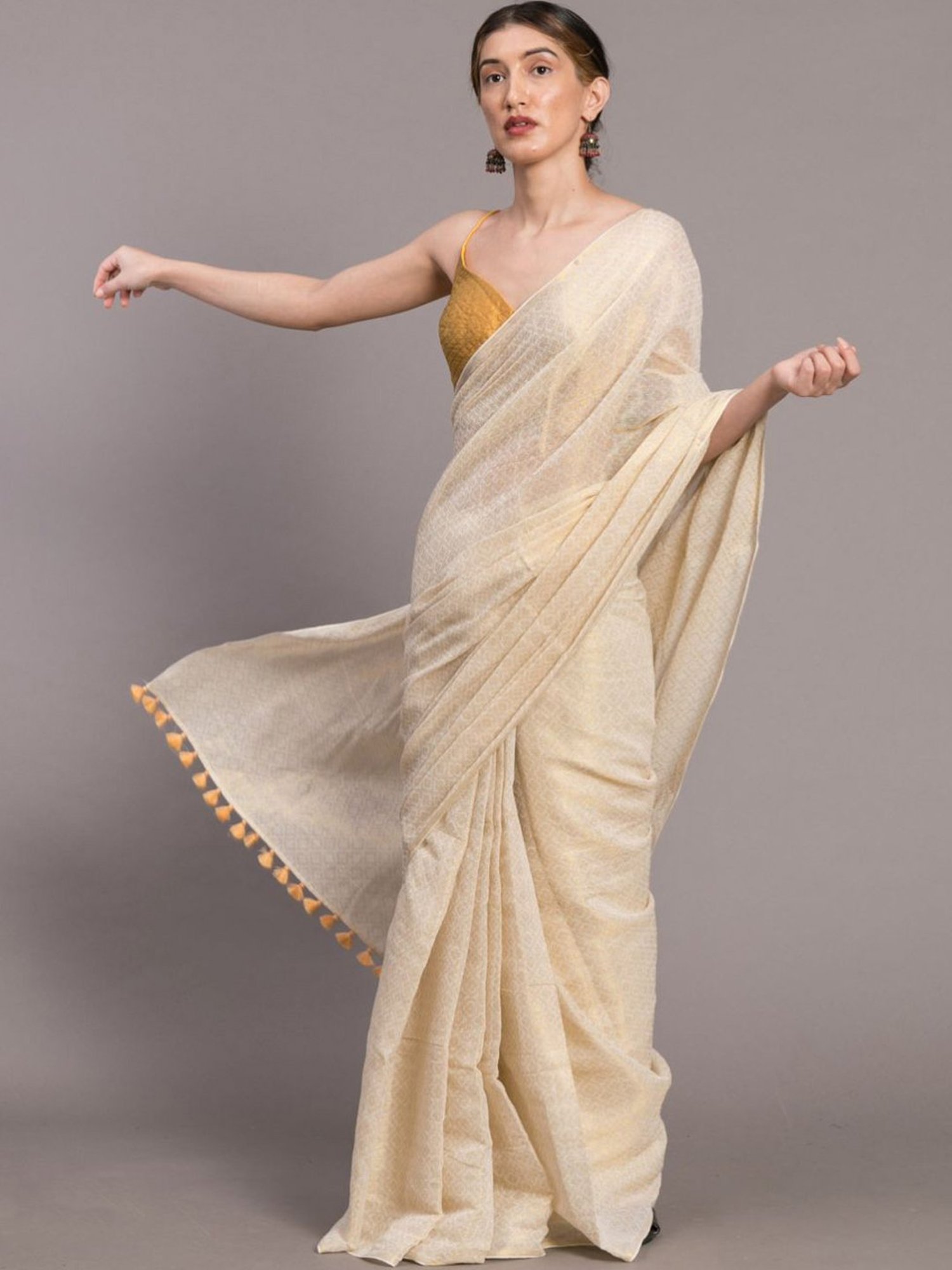 Unnati Silks Red Silk Printed Saree With Unstitched Blouse