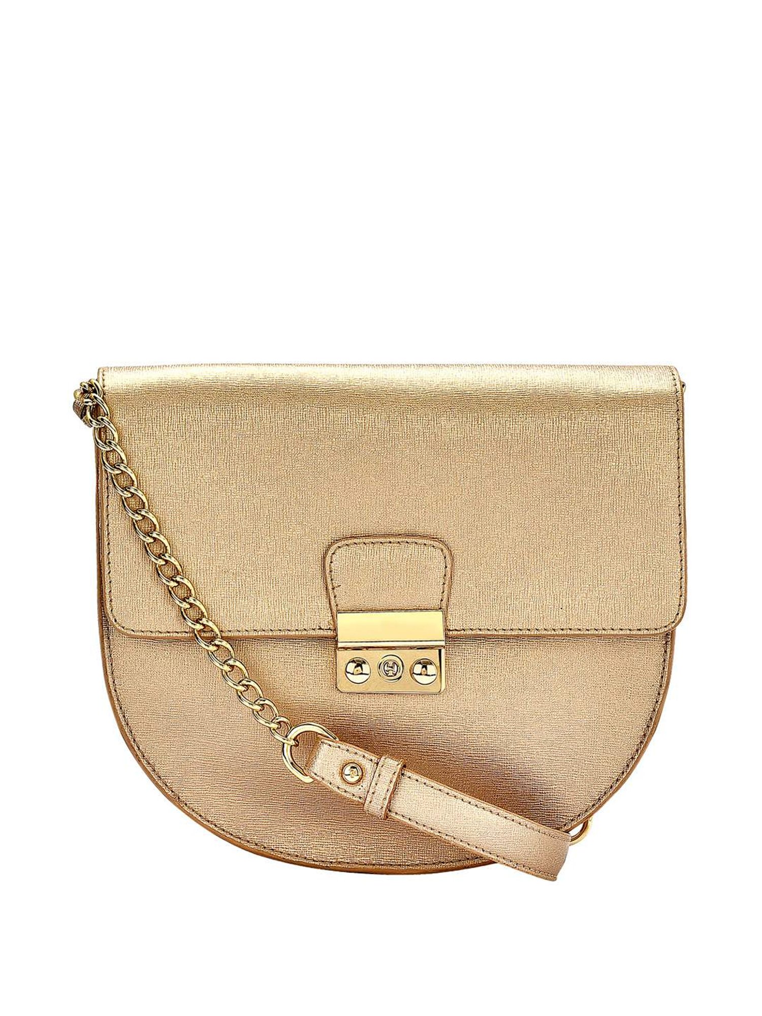 Eske Brittney Golden Solid Medium Sling Handbag