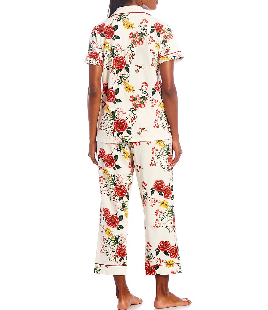 Bedhead Pajamas Wild Botanical Printed Knit Cropped Coordinating Pajama Set